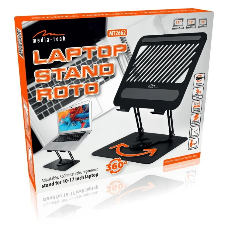 Media-Tech Regulowana, obracana, ergonomiczna podstawka pod laptopa 10-17 LAPTOP STAND ROTO MT2662