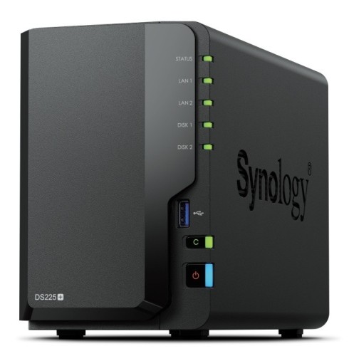 Synology Serwer NAS DS225+ 2x0HDD J4125 2GB DDR4 1xGbE 1x2,5GbE 3Y