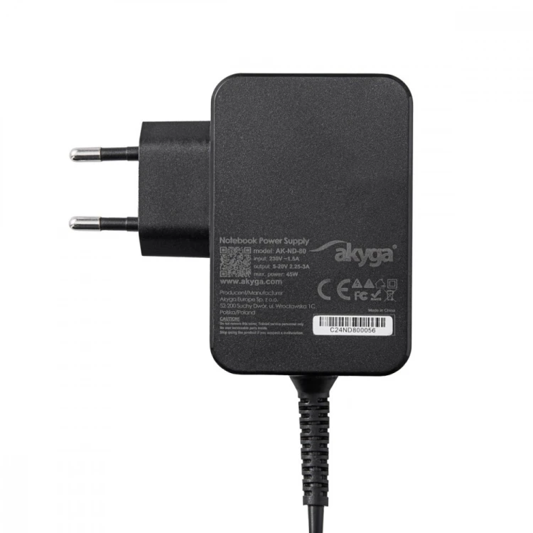 AKYGA Zasilacz 65W USB-C PD 3.0 20V/3-3.25A