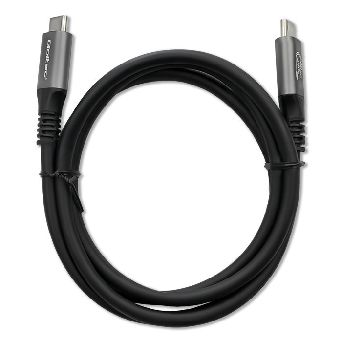 Qoltec Kabel USB4 Ultra-Fast | USB-C PD 240W | Thunderbolt 3/4 | 4K |   40Gb/s | 1m | Czarny