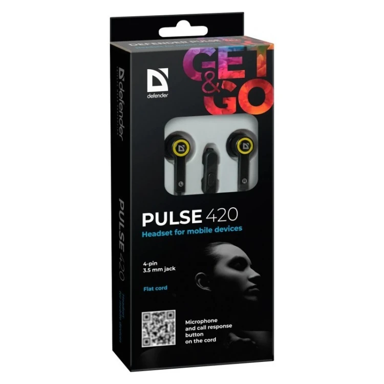 Defender Słuchawki douszne z mikrofonem PULSE 420 Czarno-żółte