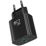 USAMS Ładowarka sieciowa 25W 1xUSB-C 1xUSB-A Fast Charging Czarna