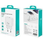 USAMS Ładowarka sieciowa 25W 1xUSB-A 1xUSB-A fast charging Biała