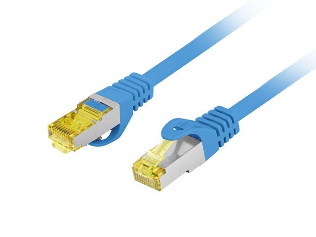 Lanberg Patchcord kat.6a S/FTP LSZH CU 0.25m niebieski fluke