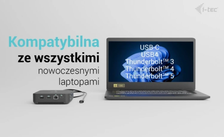 i-tec Stacja dokująca USB-C DP Dual HDMI Power Delivery 100W + Uniwersalna Ładowarka 100W