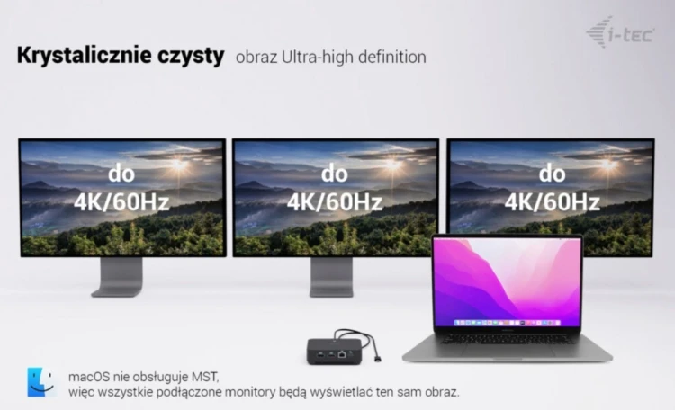 i-tec Stacja dokująca USB-C DP Dual HDMI Power Delivery 100W + Uniwersalna Ładowarka 100W