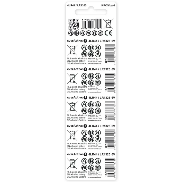 everActive Bateria alkaliczna LR44/LR1325/544A blister 5 szt.