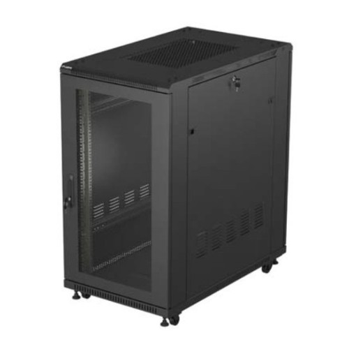 Lanberg Szafa instalacyjna rack stojąca 19" 22U 600x1000 czarna drzwi    perforowane ( flat pack)
