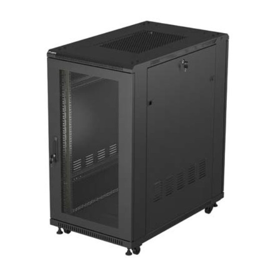 Lanberg Szafa instalacyjna rack stojąca 19" 22U 600x1000 czarna drzwi    perforowane ( flat pack)