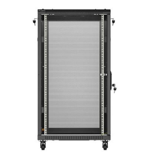 Lanberg Szafa instalacyjna rack stojąca 19" 22U 600x1000 czarna drzwi    perforowane ( flat pack)