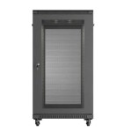 Lanberg Szafa instalacyjna rack stojąca 19" 22U 600x1000 czarna drzwi    perforowane ( flat pack)