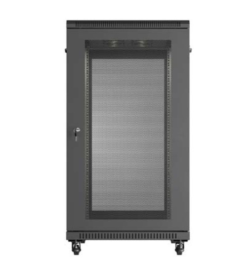 Lanberg Szafa instalacyjna rack stojąca 19" 22U 600x1000 czarna drzwi    perforowane ( flat pack)