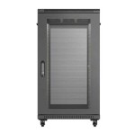 Lanberg Szafa instalacyjna rack stojąca 19" 22U 600x1000 czarna drzwi    perforowane ( flat pack)