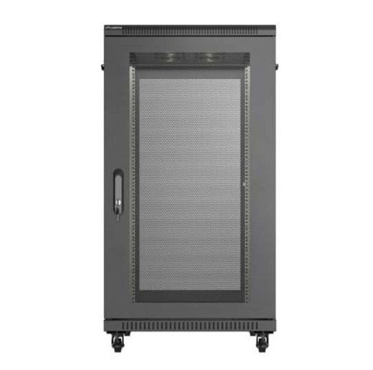 Lanberg Szafa instalacyjna rack stojąca 19" 22U 600x1000 czarna drzwi    perforowane ( flat pack)