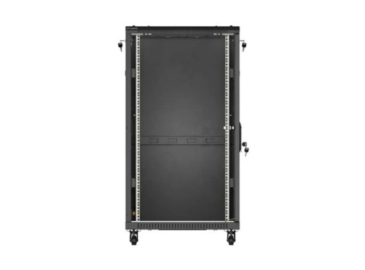 Lanberg Szafa instalacyjna rack stojąca 19" 22U 600x1000 czarna drzwi   przeszkolne ( flat pack)