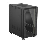 Lanberg Szafa instalacyjna rack stojąca 19" 22U 600x1000 czarna drzwi   przeszkolne ( flat pack)