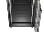 Lanberg Szafa instalacyjna rack stojąca 19" 22U 600x1000 czarna drzwi   przeszkolne ( flat pack)