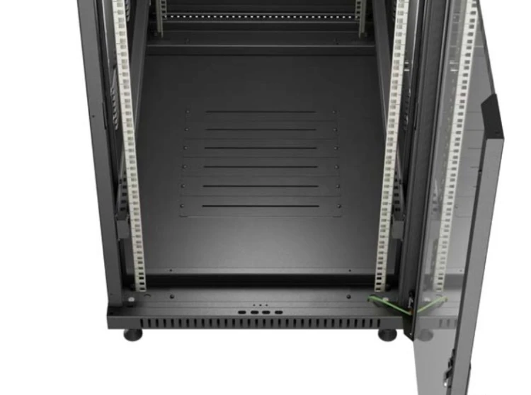 Lanberg Szafa instalacyjna rack stojąca 19" 22U 600x1000 czarna drzwi   przeszkolne ( flat pack)