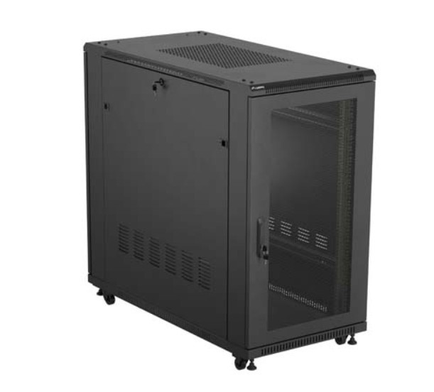 Lanberg Szafa instalacyjna rack stojąca 19" 22U 600x1200 czarna drzwi   perforowane (flat pack)