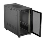 Lanberg Szafa instalacyjna rack stojąca 19" 22U 600x1200 czarna drzwi   perforowane (flat pack)