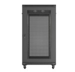 Lanberg Szafa instalacyjna rack stojąca 19" 22U 600x1200 czarna drzwi   perforowane (flat pack)