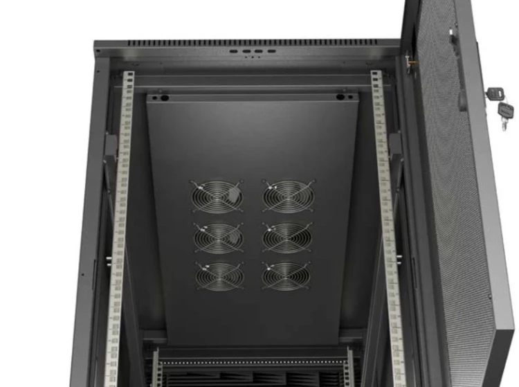 Lanberg Szafa instalacyjna rack stojąca 19" 22U 600x1200 czarna drzwi   perforowane (flat pack)