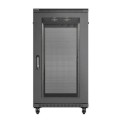 Lanberg Szafa instalacyjna rack stojąca 19" 22U 600x1200 czarna drzwi   perforowane (flat pack)