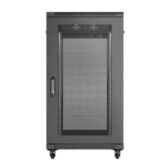 Lanberg Szafa instalacyjna rack stojąca 19" 22U 600x1200 czarna drzwi   perforowane (flat pack)
