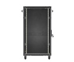 Lanberg Szafa instalacyjna rack stojąca 19" 22U 600x1200 czarna drzwi   przeszklone (flat pack)