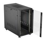 Lanberg Szafa instalacyjna rack stojąca 19" 22U 600x1200 czarna drzwi   przeszklone (flat pack)
