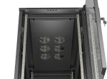 Lanberg Szafa instalacyjna rack stojąca 19" 22U 600x1200 czarna drzwi   przeszklone (flat pack)
