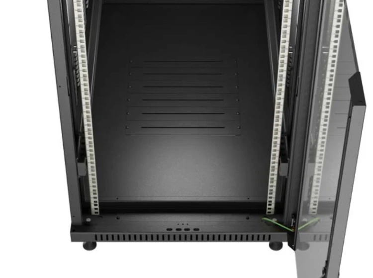 Lanberg Szafa instalacyjna rack stojąca 19" 22U 600x1200 czarna drzwi   przeszklone (flat pack)