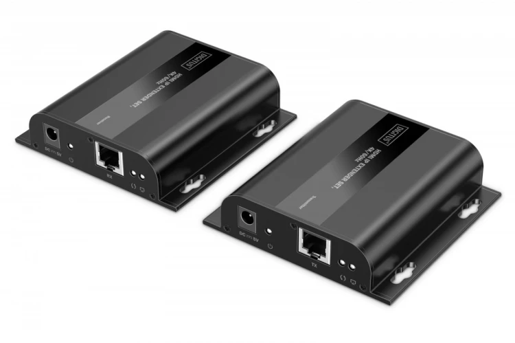 Digitus Przedłużacz (extender) po skrętce kat.6 HDMI 4K/60Hz przez IP 1G lub do 120m/200m, max. 253 odbiorniki, sterowanie IR - zestaw (odbiornik/nada