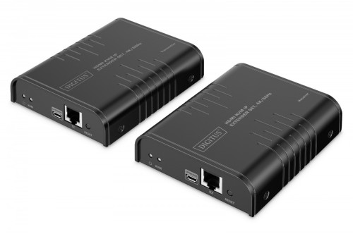 Digitus Przedłużacz (extender) po skrętce kat.6 HDMI 4K/60Hz z KVM USB 2.0 przez IP 1G lub do 120m/200m, max. 253 odbiorniki, ekran dotykowy - zestaw