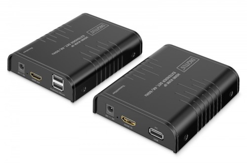 Digitus Przedłużacz (extender) po skrętce kat.6 HDMI 4K/60Hz z KVM USB 2.0 przez IP 1G lub do 120m/200m, max. 253 odbiorniki, ekran dotykowy - zestaw