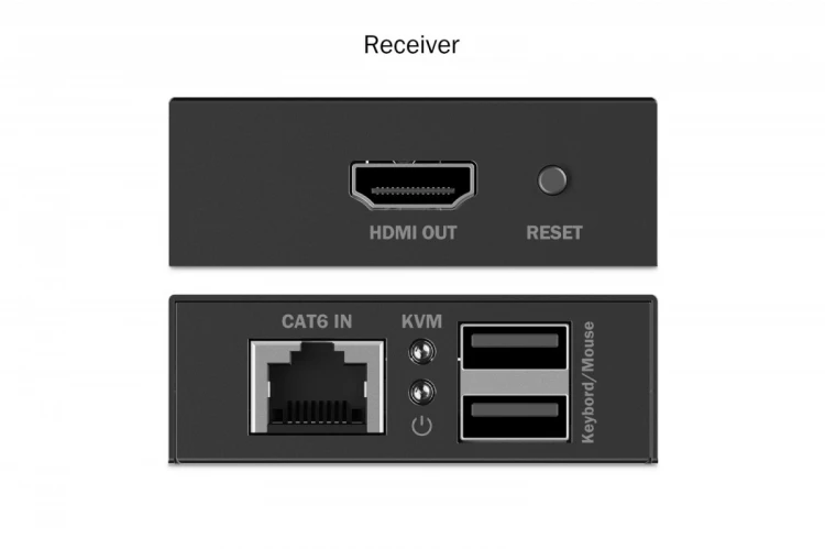 Digitus Przedłużacz (extender) po skrętce kat.6 HDMI 4K/30Hz z KVM USB 1.1 do 40m/70m, max. 253 odbiorniki, sterowanie IR - zestaw (odbiornik/nadajnik