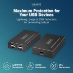 Digitus Przedłużacz (extender) po skrętce kat.6 USB 2.0 do 150m, 4x USB-A do 480 Mbps, 1x RJ45 (Gigabit Ethernet) - zestaw (odbiornik/nadajnik)
