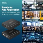Digitus Przedłużacz (extender) po skrętce kat.6 USB 2.0 do 150m, 4x USB-A do 480 Mbps, 1x RJ45 (Gigabit Ethernet) - zestaw (odbiornik/nadajnik)