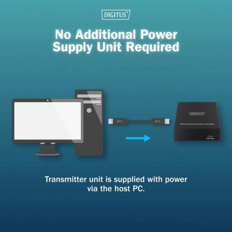Digitus Przedłużacz (extender) po skrętce kat.6A  USB 3.1 Gen1 do 100m, 3x USB-A, 1x USB-C do 5 Gbps, 1x RJ45 (Gigabit Ethernet) - zestaw (odbiornik/n