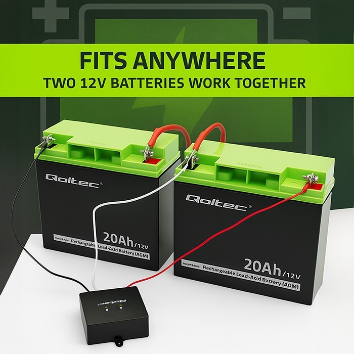 Qoltec Balanser napięcia 24V do akumulatorów 2x12V | 5A | LiFePO4 AGM   GEL
