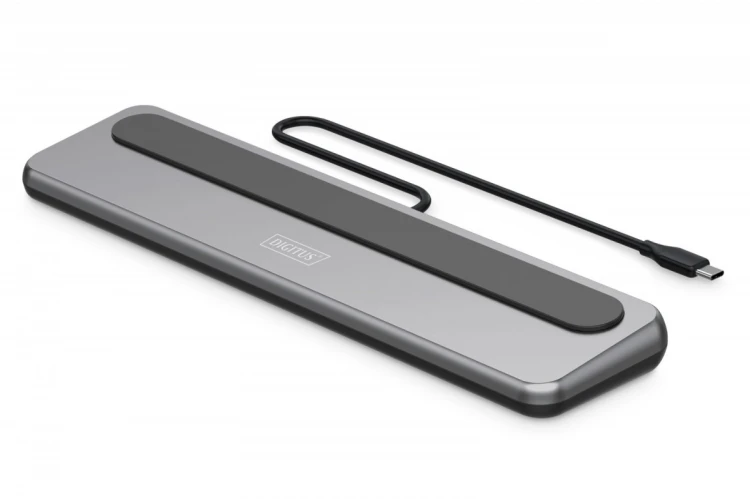 Digitus Stacja dokująca USB-C 12 portowa, max. 8K/30Hz z HDR, HDMI, DP, max. 3 monitory (MST), USB-C 3.2 Gen2, Gigabit Ethernet, SD/Micro SD, PD 100W