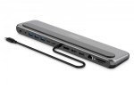 Digitus Stacja dokująca USB-C 12 portowa, max. 8K/30Hz z HDR, HDMI, DP, max. 3 monitory (MST), USB-C 3.2 Gen2, Gigabit Ethernet, SD/Micro SD, PD 100W