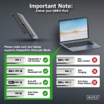 Digitus Stacja dokująca USB-C 12 portowa, max. 8K/30Hz z HDR, HDMI, DP, max. 3 monitory (MST), USB-C 3.2 Gen2, Gigabit Ethernet, SD/Micro SD, PD 100W