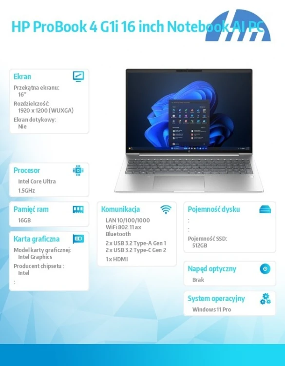 HP Inc. Notebook ProBook 4 G1i U5-225U 512GB/16GB/W11P/16.0   C51G4ET