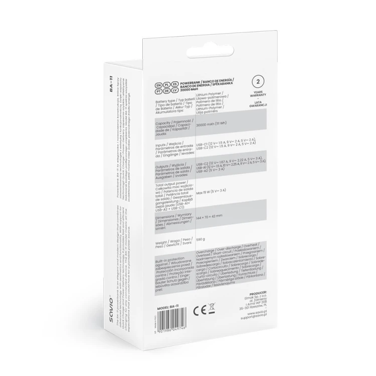 Savio Powerbank 30000 mAh, BA-11