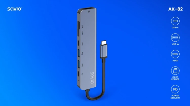 Savio HUB USB-C 7w1 AK-82