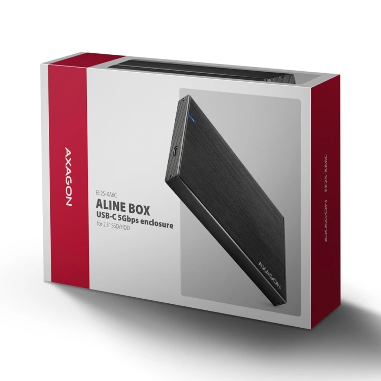 AXAGON EE25-XA6C Obudowa zewnętrzna aluminiowa, USB-C 3.2 Gen 1 SATA 6G 2.5" 5Gbps