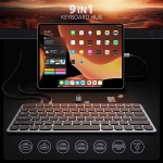 AXAGON Klawiatura HMC-KB-NRD USB-C 5Gbps z wieloportowy hub 9in1, SD/microSD, 3x USB-A, HDMI 4K/60Hz, PD 100W, Audio, Nordic layout, 60cm USB-C kabel