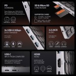 AXAGON Klawiatura HMC-KB-NRD USB-C 5Gbps z wieloportowy hub 9in1, SD/microSD, 3x USB-A, HDMI 4K/60Hz, PD 100W, Audio, Nordic layout, 60cm USB-C kabel