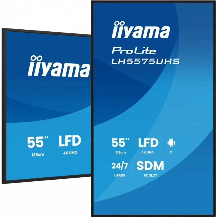 IIYAMA Monitor 55 cali LH5575UHS-B2AG,24/7,IPS,ANDROID.11,4K,  WiFi,         iiSignage2, FailOver, EShare, 24/7, full daisy chain